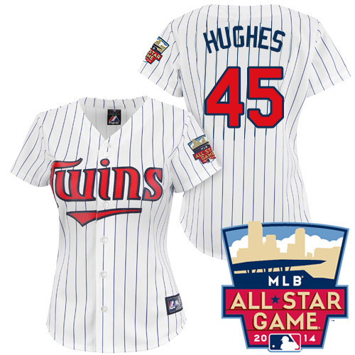 Phil Hughes #45 mlb Jersey-Minnesota Twins Women's Authentic 2014 ALL Star Home White Cool Base Baseball Jersey